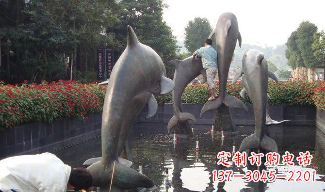 公園海豚動(dòng)物銅雕