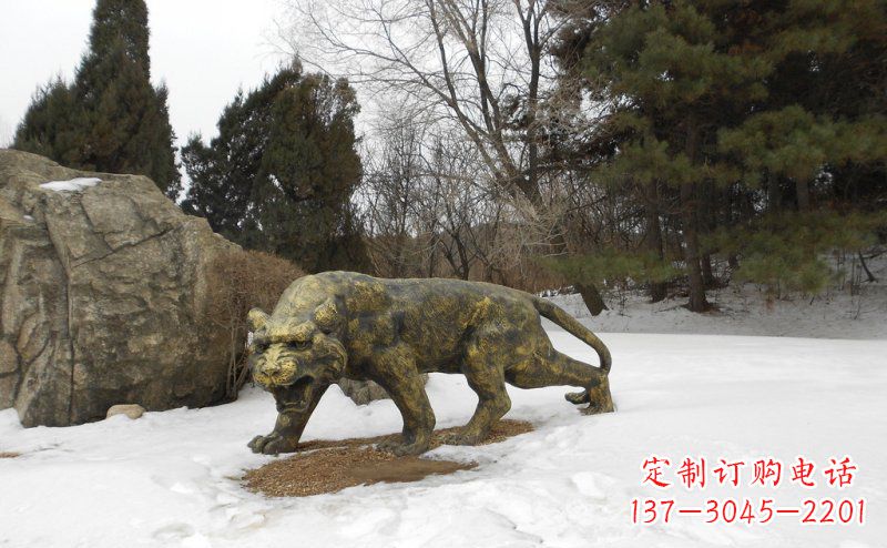 公園老虎動物銅雕 (3)