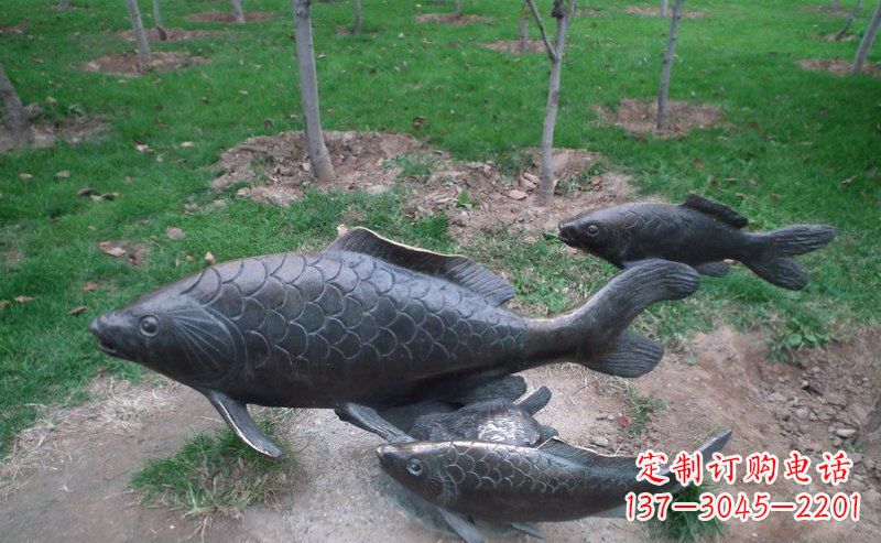 公園鯉魚動(dòng)物銅雕