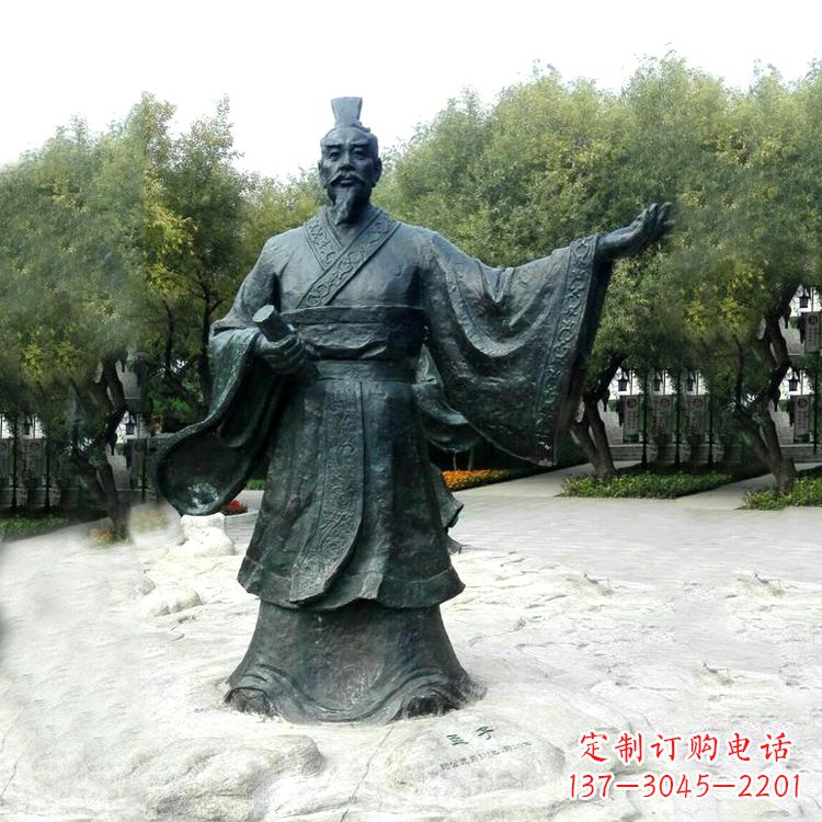 公園歷史名人戰(zhàn)國時期著名思想家孟子銅雕塑像