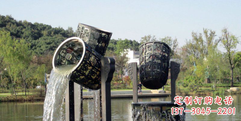 公園流水水桶景觀銅雕