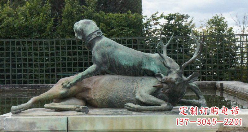 公園/梅花鹿/動(dòng)物/景觀/銅雕-公園梅花鹿和狗動(dòng)物景觀銅雕