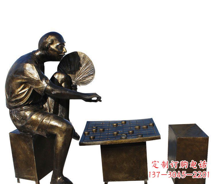 公園人物下棋的老漢銅雕