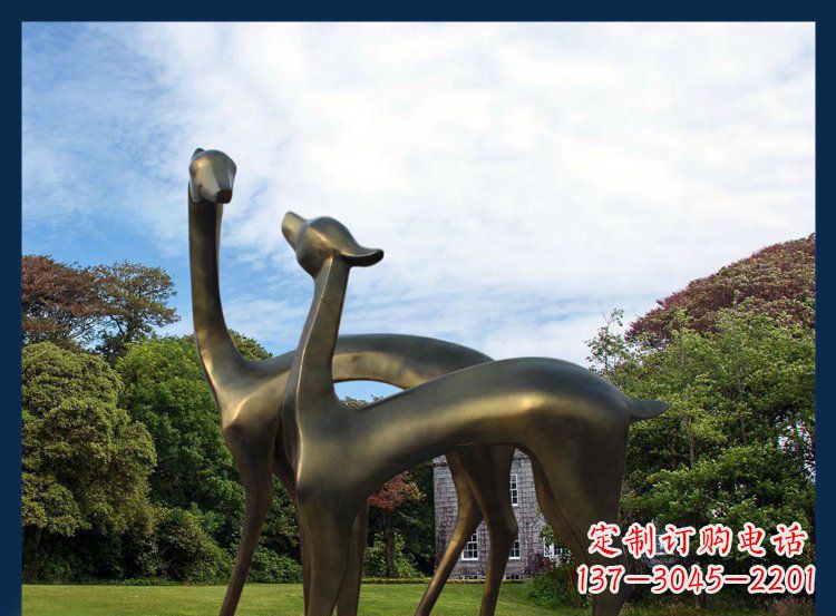 公園銅雕金屬小鹿動(dòng)物雕塑