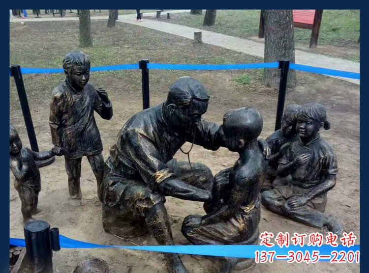 公園銅雕看病醫(yī)生人物雕塑