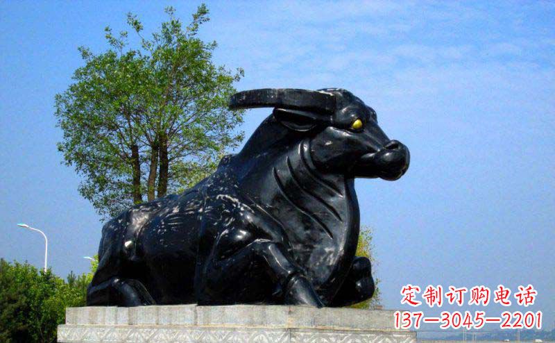 公園/動物/銅雕-公園臥著的牛動物銅雕