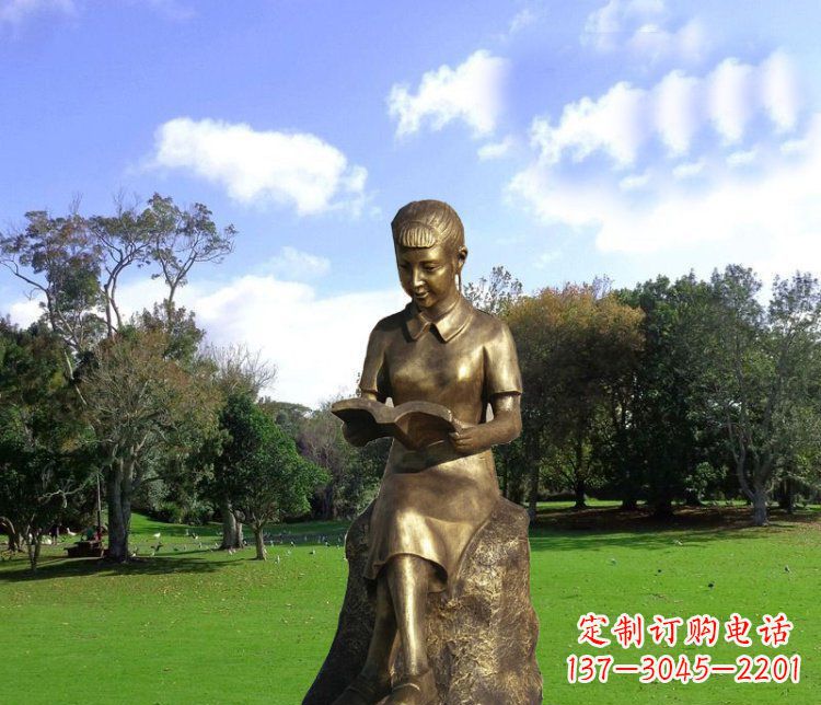 公園校園銅雕看書人物雕塑