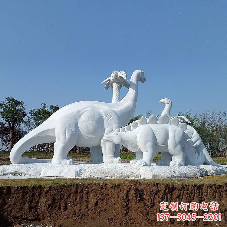 公園園林漢白玉恐龍情景動物雕塑