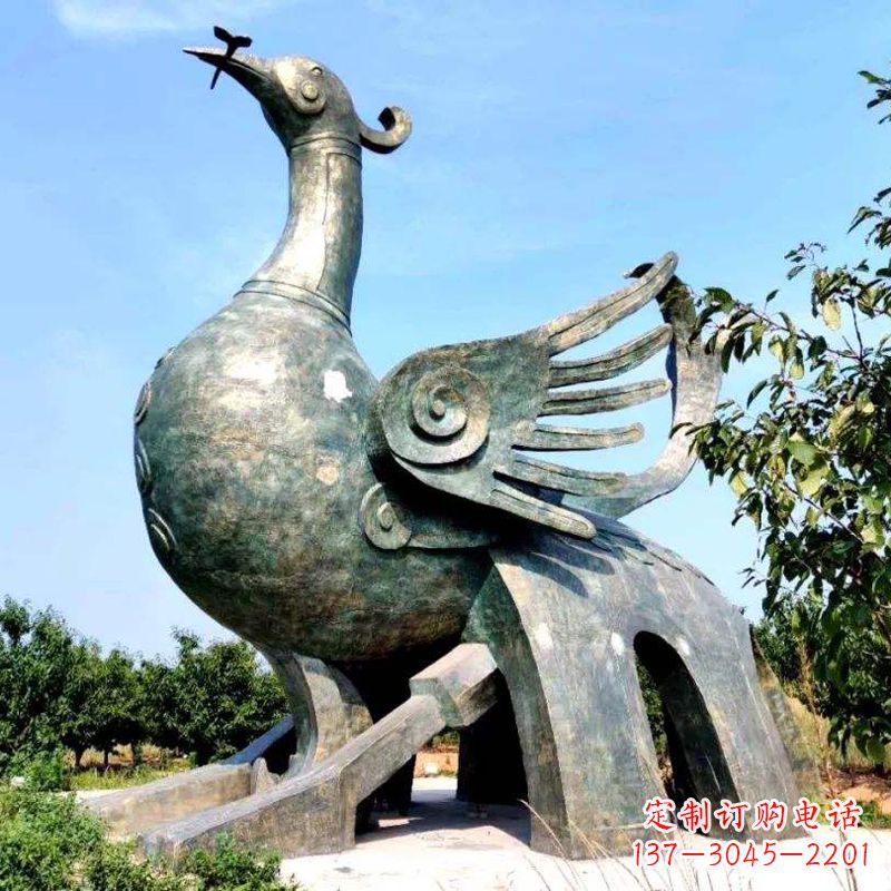 公園園林天地之主朱雀神獸銅雕景觀雕塑