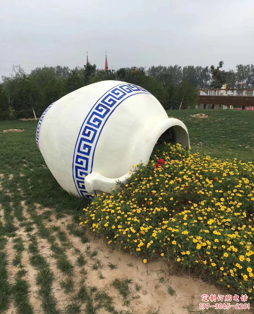 公園植物園玻璃鋼仿真陶瓷罐子