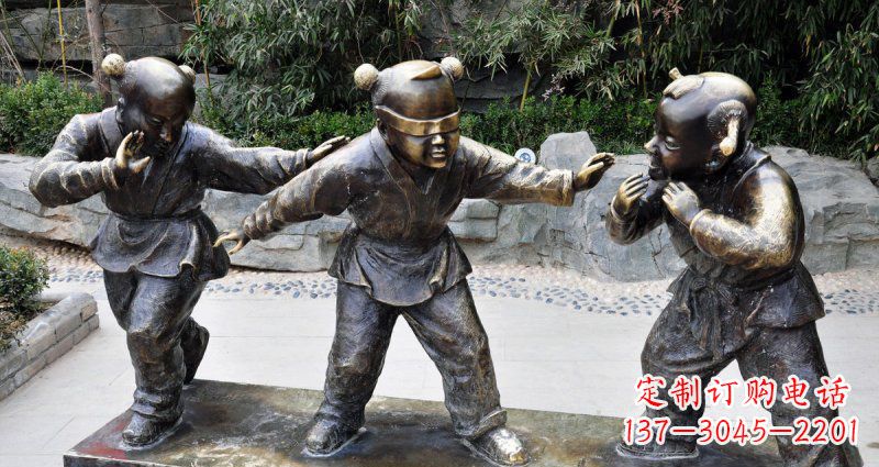 公園捉迷藏小品銅雕