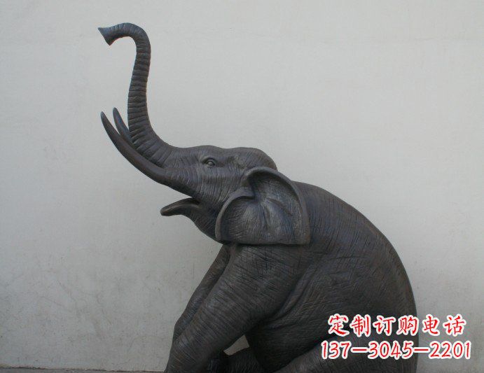 銅雕大象噴水動物塑像