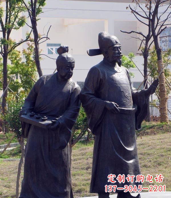 古代公園人物銅雕