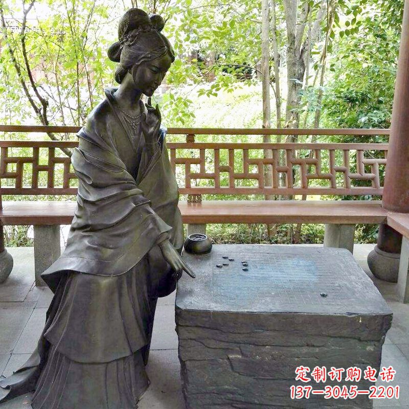 古代美女西施下棋情景雕塑