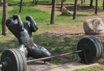 公園舉重運動員銅雕