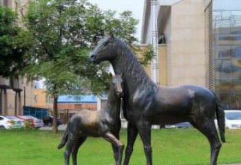 公園母子馬動物銅雕