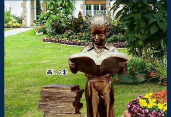 公園銅雕西方美女看書人物雕塑