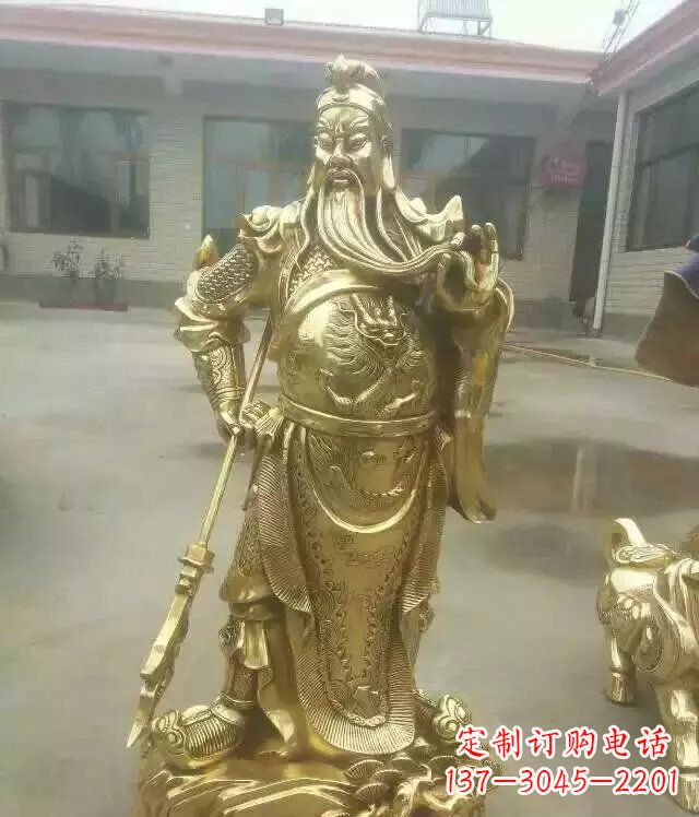 關(guān)公提刀武財(cái)神銅雕 (3)