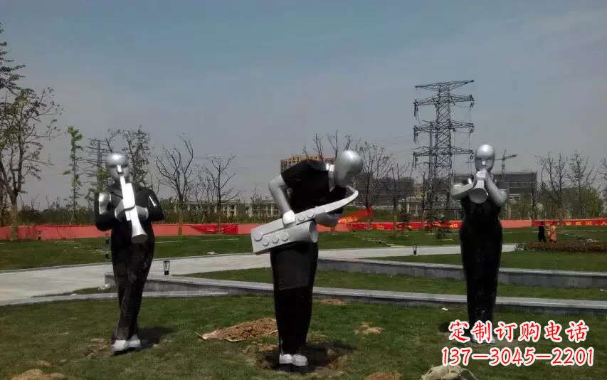廣場不銹鋼音樂人物雕塑