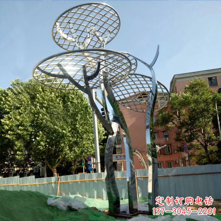 廣場抽象網(wǎng)格不銹鋼樹雕塑