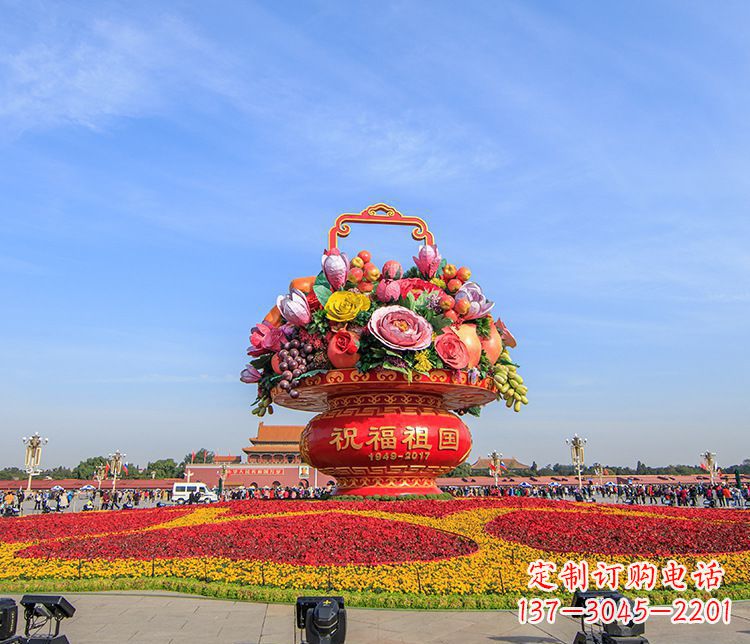 大型不銹鋼花籃雕塑，藝術締造美好景觀