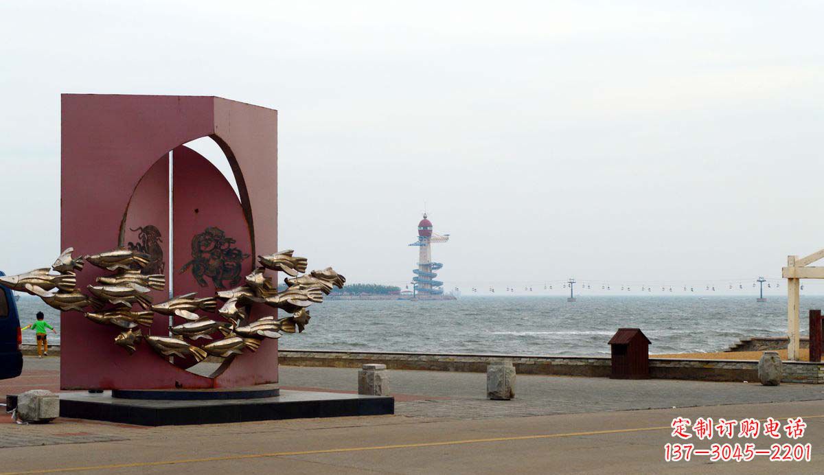 海邊景觀魚(yú)群銅雕