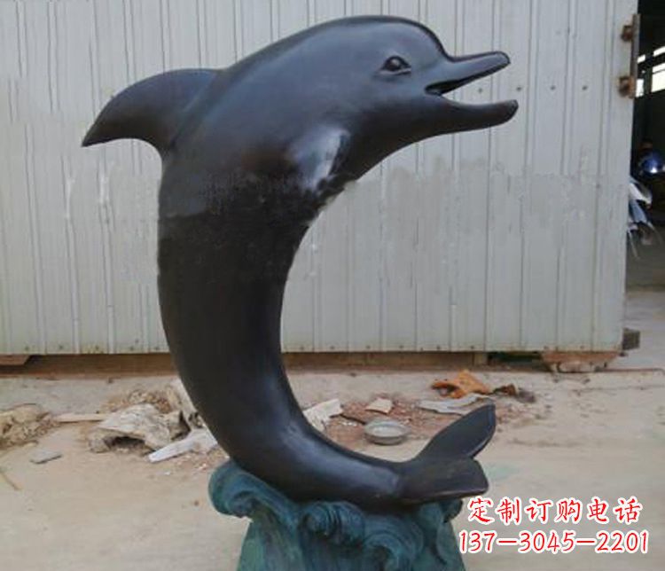 海豚海洋動物噴泉銅雕塑 