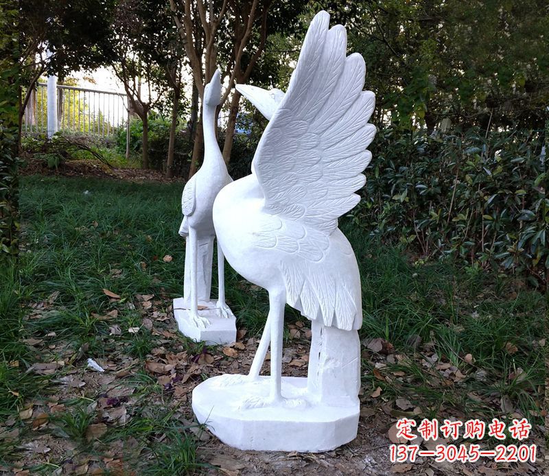 漢白玉丹頂鶴公園石雕