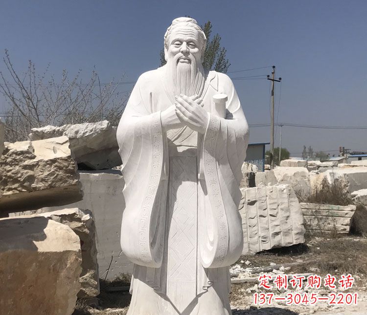 漢白玉孔子行教像學(xué)校古代名人石雕