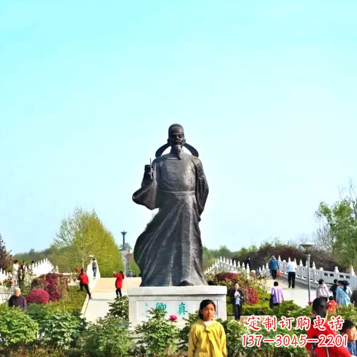 景區(qū)公園歷史名人唐朝著名書法大家顏真卿景觀銅雕塑像