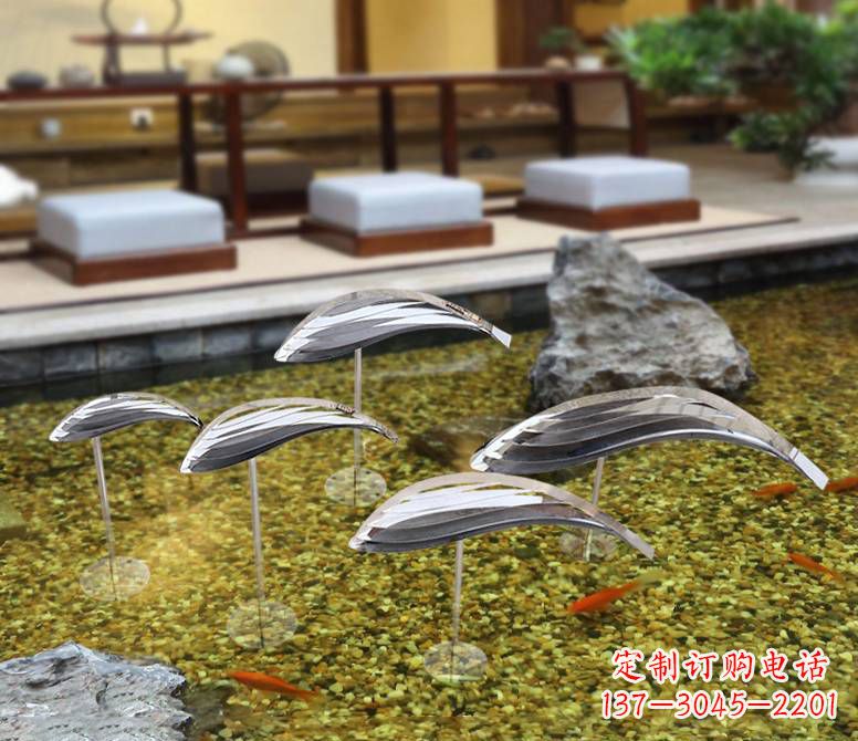 酒店裝飾不銹鋼魚(yú)景觀雕塑