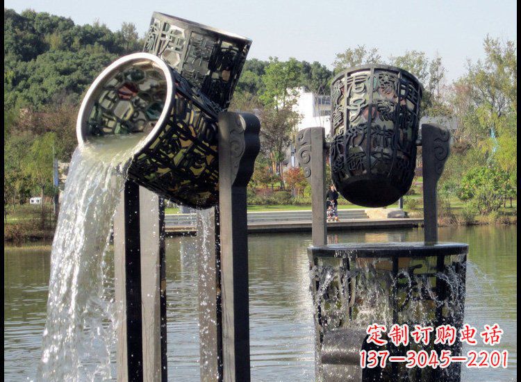 鏤空/水桶/噴泉/銅雕-鏤空水桶噴泉銅雕