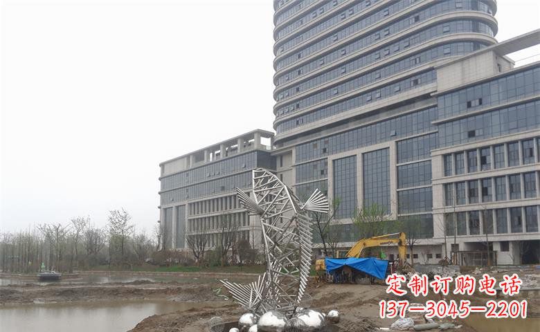 企業(yè)不銹鋼抽象魚景觀雕塑 