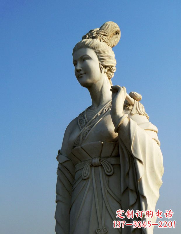 十二花神之九月菊花龐蘇漢白玉古代美女雕像