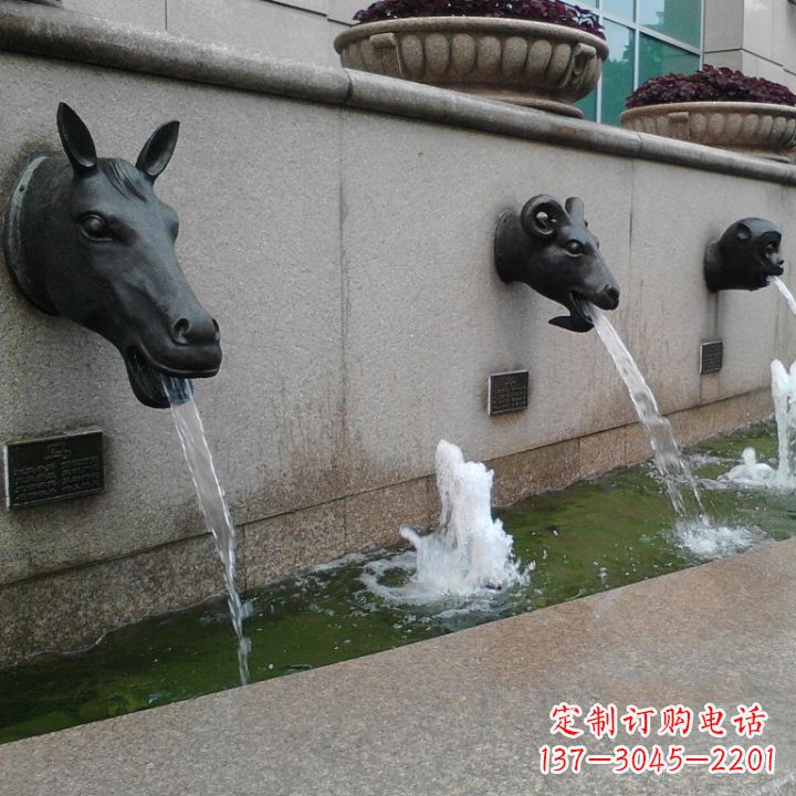 十二生肖獸首流水水景銅雕