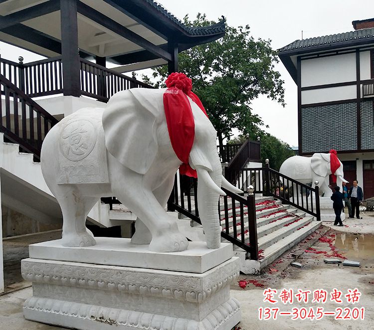 石雕大象 觀音欄桿