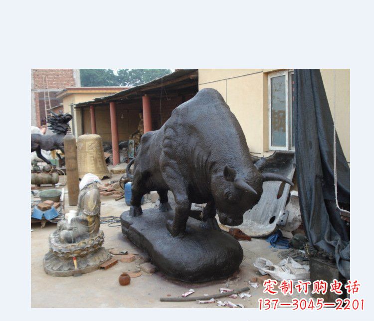 銅雕廣場水牛動物雕塑