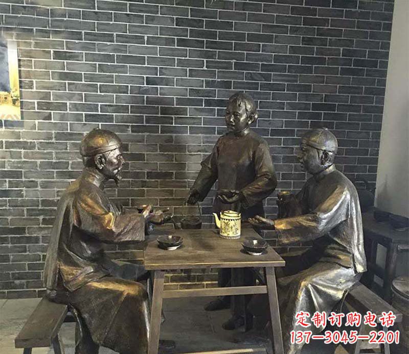 銅雕喝酒劃拳人物雕塑