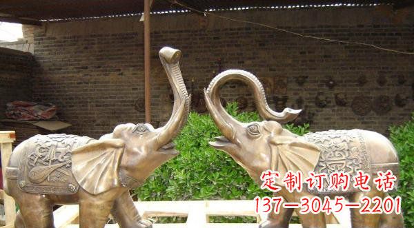 銅雕吉祥小象公園動物雕塑