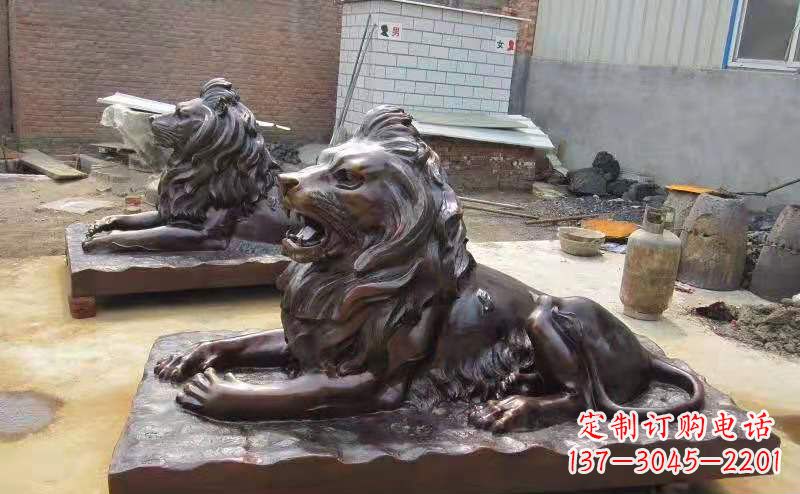 銅雕獅子戶外擺件鎮(zhèn)宅動物雕塑