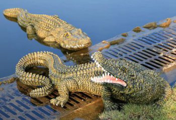 水塘動物擺件玻璃鋼仿真鱷魚