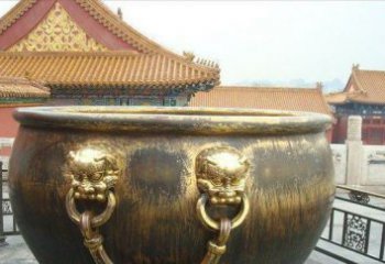 銅雕水缸寺廟景觀雕塑 (2)