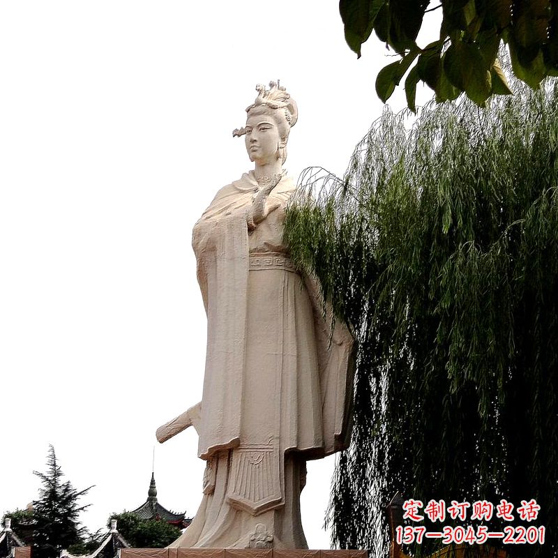 虞姬砂巖石雕-景區(qū)園林古代人物著名美女雕像