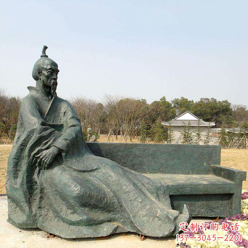 中國明末清初知名畫家八大山人（朱耷）雕塑塑像-公園歷史名人銅雕像