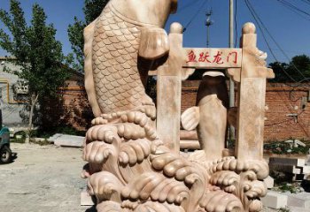 魚躍龍門石雕塑-學(xué)校、企業(yè)動物景觀雕塑擺件