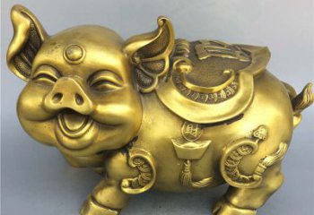 招財(cái)卡通豬銅雕-企業(yè)商場(chǎng)美陳動(dòng)物生肖風(fēng)水雕塑擺件