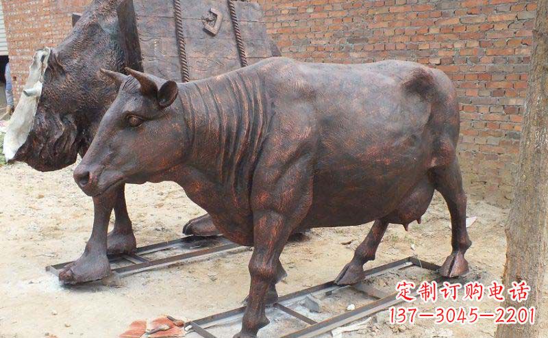 鑄銅奶牛公園動物銅雕