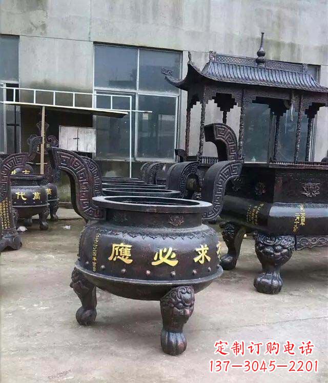 鑄銅寺廟香爐銅雕